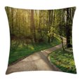 thumbnail image 1 of Outdoor Throw Pillow Cushion Cover, Footpath Green City Park Sun Rays Freshness Hiking Forest Tranquil Botany, Decorative Square Accent Pillow Case, 18 X 18 Inches, Green Beige Yellow, by Ambesonne, 1 of 2