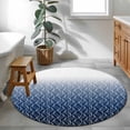 thumbnail image 3 of Modern Navy Blue Round Area Rug 3Ft Washable Small Circle Rugs for Kitchen Entryway, Abstract Ombre Geometric Morocco Non-Slip Carpet Floor Mats Indoor Outdoor Carpet Runner Aesthetic Home Decor, 3 of 8