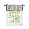 thumbnail image 2 of Kitchen Cafe Valance Curtain for Small Windows,Watercolor Camping RV and Flowers Rod Pocket Short Valances Buffalo Grid and Wood Grain Window Treatment Panel for Living Room/Bedroom/Bathroom,54x18in, 2 of 9