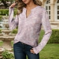 thumbnail image 2 of Womens Tops Casual V Neck Tops Pink Womens Long Sleeve Shirts Womens Basic Tops Fall Shirts Women, 2 of 5