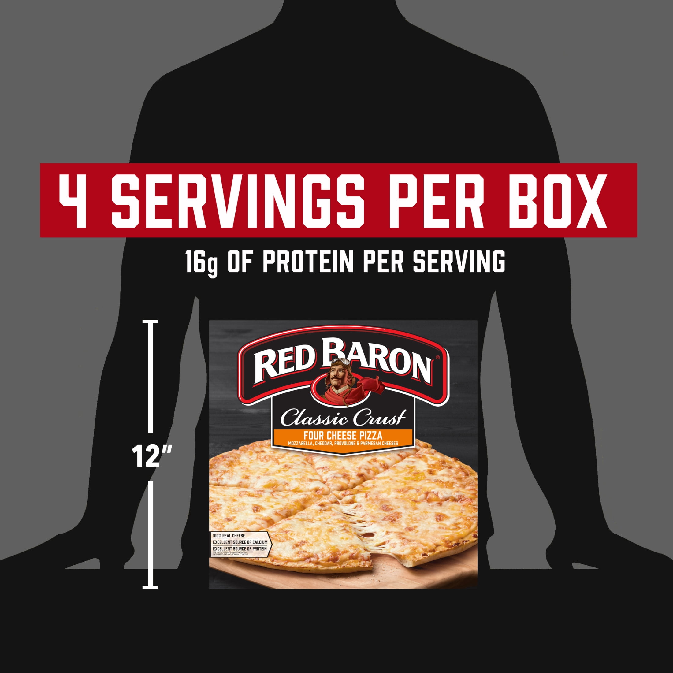 Red Baron Four Cheese Classic Crust Frozen Pizza, 21.06 oz