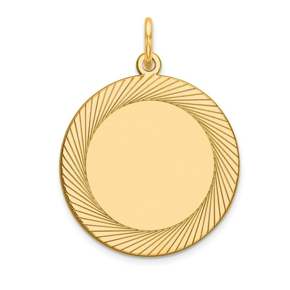 FB Jewels 14K Yellow Gold Etched Design .027 Gauge Circular Engravable Disc Charm