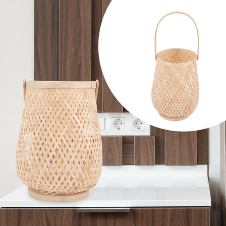 Homoyoyo Bamboo Lantern Light Brown for Home Decor Elegant Woven Design