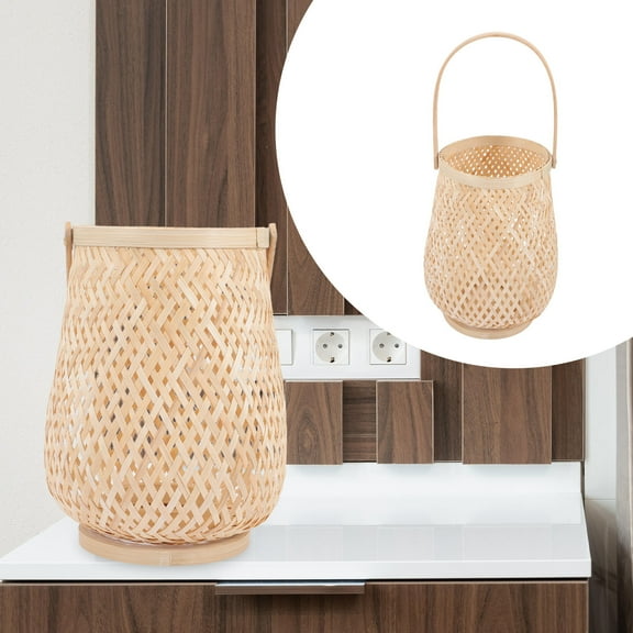 Homoyoyo Bamboo Lantern Light Brown for Home Decor Elegant Woven Design