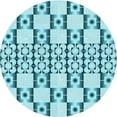 thumbnail image 1 of Ahgly Company Indoor Round Patterned Tron Blue Area Rugs, 5' Round, 1 of 6