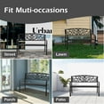 thumbnail image 5 of YRLLENSDAN Metal Outdoor Bench Weatherproof 50inch Patio Bench for 3-person Garden Bench for Outdoors Yard Lawn Porch Park Rust-Resistant Cast Iron Bench with Floral Pattern Backrest,Black, 5 of 7