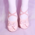thumbnail image 2 of Xfvqtps Ballet Shoes for Girls Soft Sole Non Slip Cross Elastic Straps Grid Bow Satin Dance Shoes for Gymnastics Performance Pink, 2 of 4