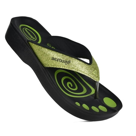 

Aerosoft Glitter Thong Beach Summer Arch Support Flip Flops for Women
