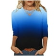 thumbnail image 2 of RYDCOT Plus Size Tops for Women 3/4 Sleeve Summer 2024 Loose Fit V Neck T Shirts Color Block Casual Tunic Tops Fashion Loose Shirts Tees Sale, 2 of 5