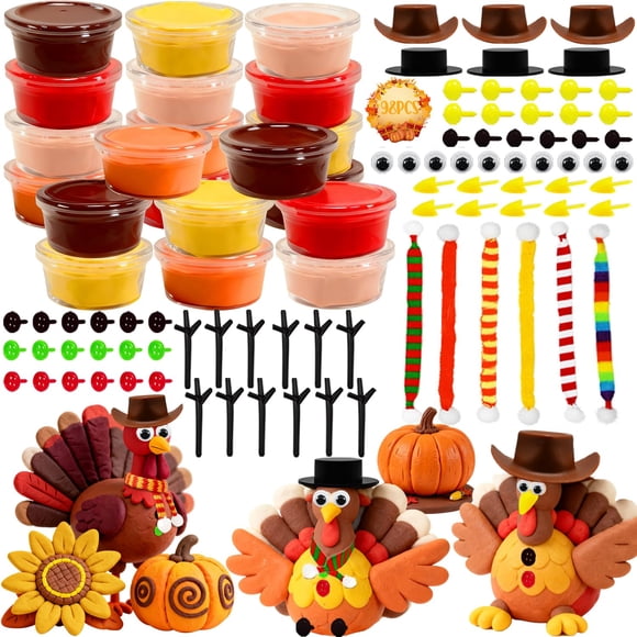 Kit de Barro para Modelar Pavo DIY CAMIRUS 20 piezas, Regalo de Acción de Gracias