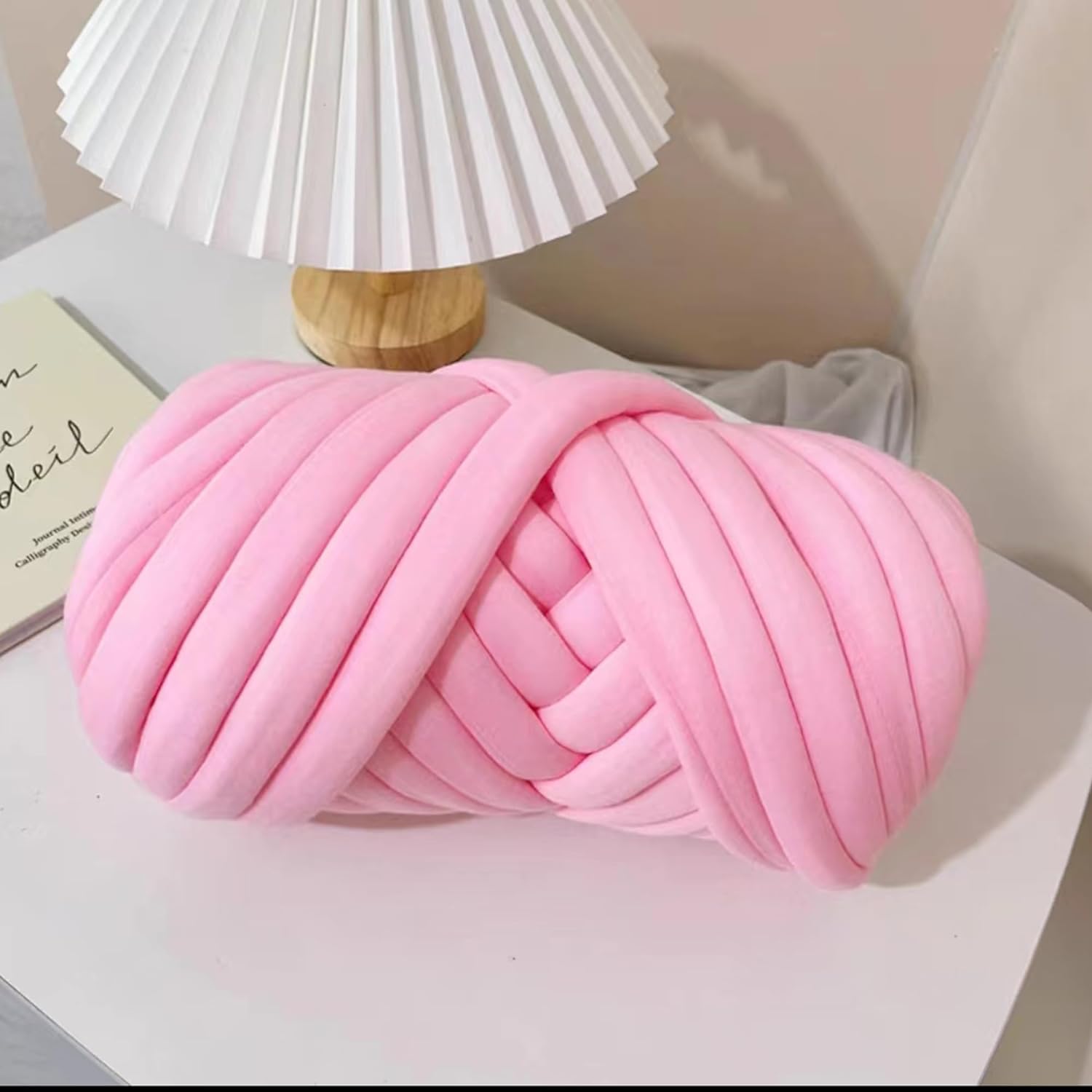 Hand Knitting Chunky Blanket Yarn : Big Twist Yarn for Arm Knitting,Soft Cozy Giant Yarn,Super Chunky Yarn for Knitting Blankets, Doormats, Pet Houses, Cushions and Rugs,26Yards,1.1 lbs (Pink)