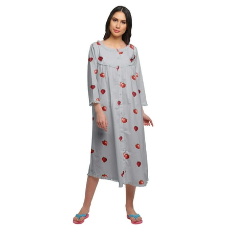 

Moomaya Cotton Printed Button Down Nightdress For Women Nursing Night Gown