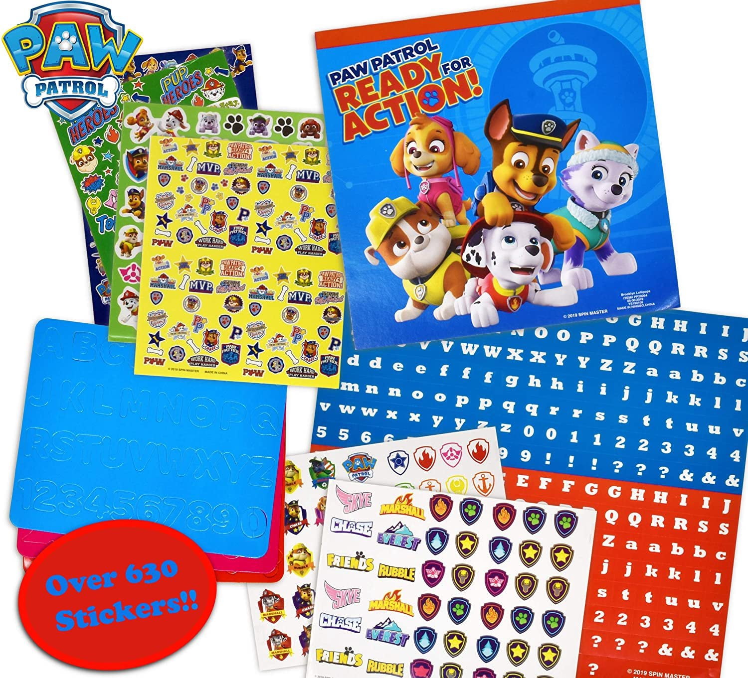Paw Patrol Coloring and Activity Book Set, Color Mess Free Craft Art Kit for Kids, Includes Drawing Pad, Markers, Stickers