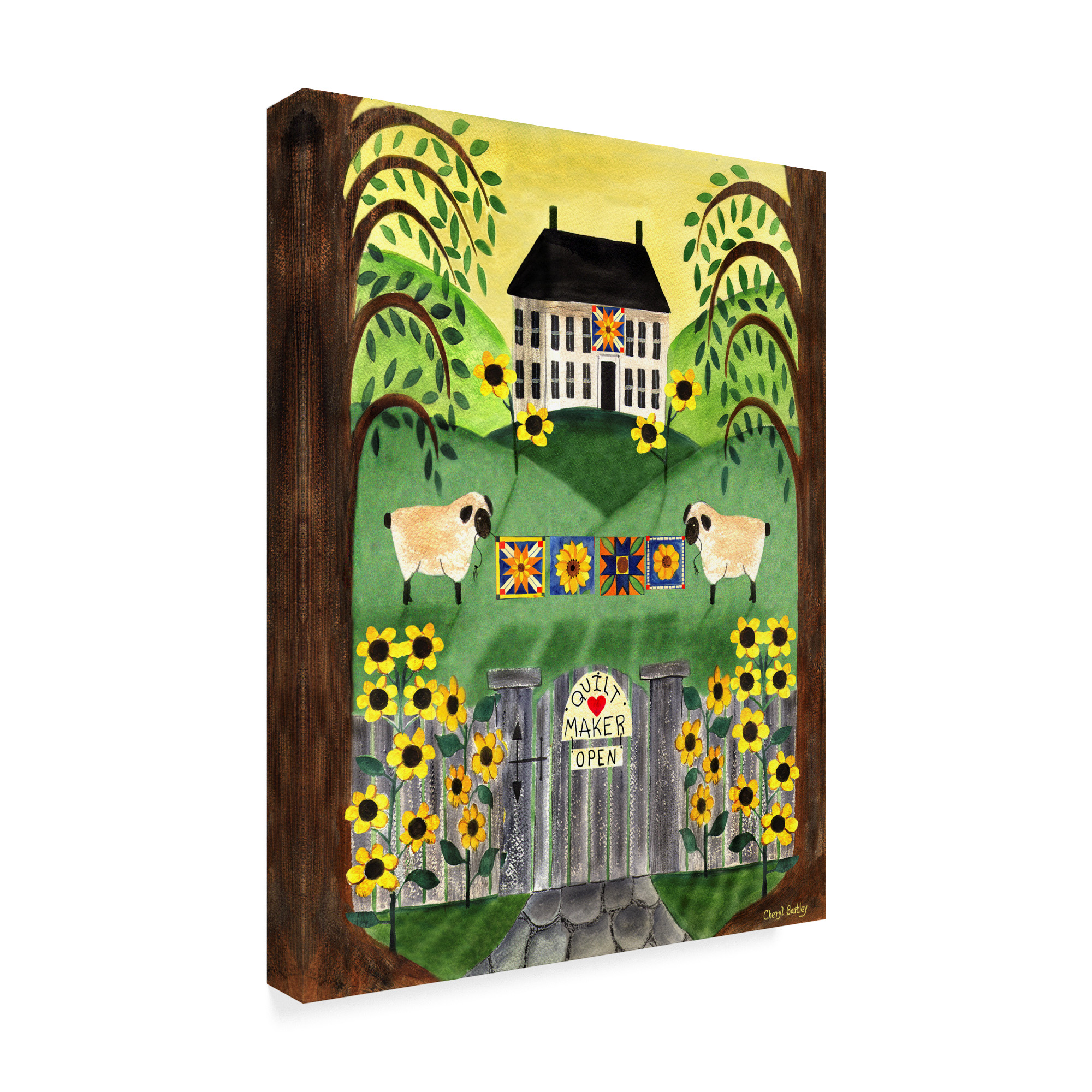 Trademark Fine Art 'Sheep Quilt House' Canvas Art by Cheryl Bartley
