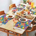 thumbnail image 2 of Colorful Cartoon Dinosaurs Geometric Pattern Summer Placemats Table Placemats Set Of 4-Linen Kitchen Washable Placemats Table Mats 11.8"x17.7" Non-Slip Heat Resistant, 2 of 6