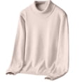 thumbnail image 2 of Women's Mock Neck Solid Color Sweater, Fleece Lined Winter Pullover, Warm Knitted Top, Thick Casual Autumn Winter Sweater, Loose Fit Turtleneck Beige L, 2 of 7