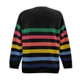 thumbnail image 5 of Fesfesfes Women Color Block Sweater Cable Knit Rainbow Striped Tops Young Ladies Long Sleeve Sweaters Blouse Tops, 5 of 6