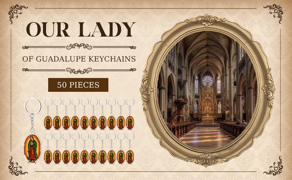 50pcs Our Lady Of Guadalupe Acrylic Keychains, Lightweight And Portable, Perfect For Mini Baptismal Favors, Party Keychain Gift Sets, Ideal Religious Souvenirs, First Communion Gifts