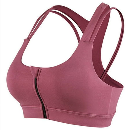

SHerrylily Women Shock Absorber Zip Front Wireless Yoga Sports Bra