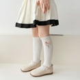 thumbnail image 5 of Esaierr Girls Knee High Socks for Toddler Kids 3-12Y Tube Stockings Little Girls Cotton Cute Bow Knot Dress Socks Autumn Mid-Tube Socks, 5 of 8