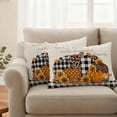 thumbnail image 2 of Fall Pumpkins Outdoor Waterproof Pillow Covers, Thanksgiving Sunflowers Farmhouse Check Decorative Rectangle Throw Pillowcase Sofa Cushion Sham for Patio/Couch/Chair, 20"x12" 2 Pack, 2 of 8