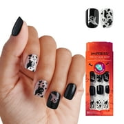 KISS imPRESS Halloween Press On Nails, ‘Coming Near’, Black, Short Squoval, 30 Count