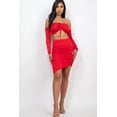 thumbnail image 5 of Off-Shoulder Crop Top with Drawstring Detail and Ruched Skirt Ensemble, 5 of 11