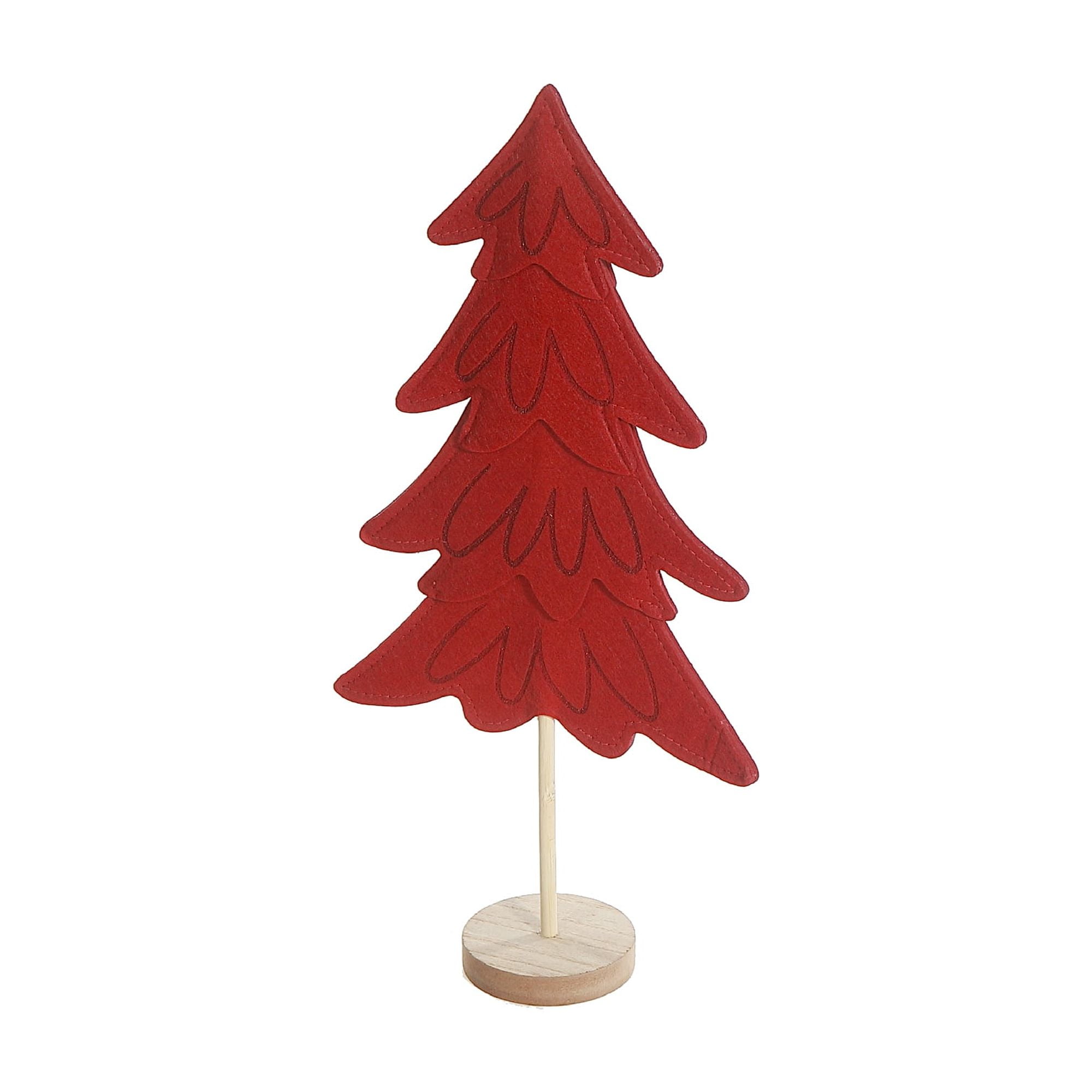 Red Felt Tree On Wooden Base (16.8")