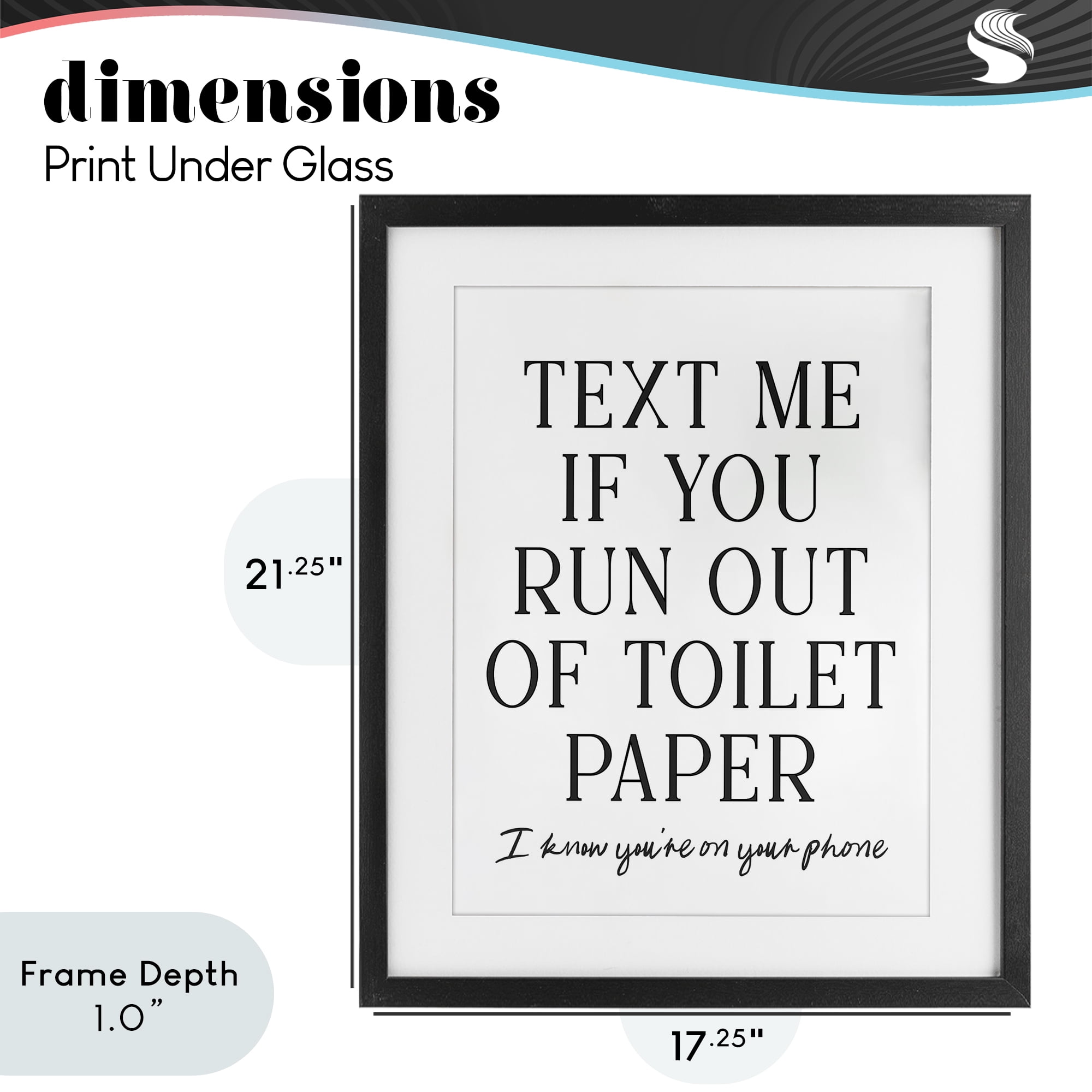 Stupell Industries Funny Bathroom Texting Black Framed Print Under Glass, design by Lettered and Lined