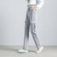 thumbnail image 1 of Pantalones deportivos negros ajustados de cintura alta para mujer, holgados, informales, de primavera, 1 of 5