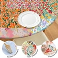 thumbnail image 4 of Pioneer Flower Floral Print Pattern Round Fitted Tablecloth with Elastic Edge,Dining Table Cover Waterproof,Outdoor Round Tablecloth for Camping,Dining,Indoor and Outdoor, 4 of 7