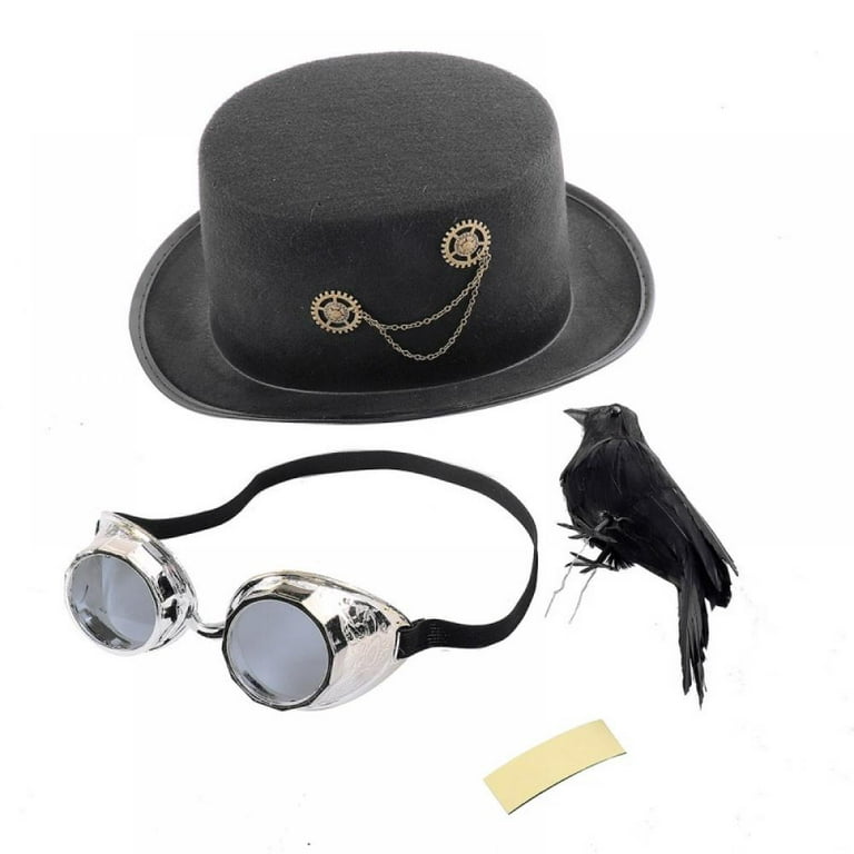 Zenbath Steampunk Halloween Costumes - Steampunk Hat with Goggles - Steampunk Accessories - Gentlemans Costume, Adult Unisex, Size: One size, Black