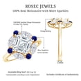 thumbnail image 5 of Rosec Jewels Moissanite Asscher Cut Engagement Ring with Sapphire (4.55 Ct T.W.) D-VS1 Grade Certified Statement Ring, 10K Yellow Gold, US 6.50, 5 of 8