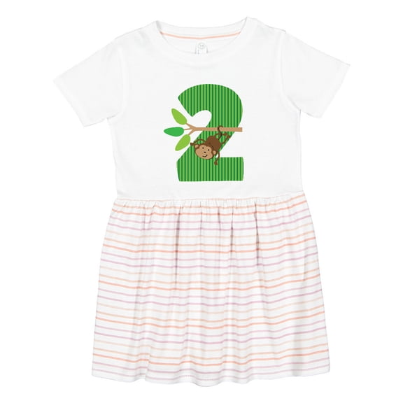 Inktastic 2nd Birthday Jungle Monkey Childs Girls Toddler Dress