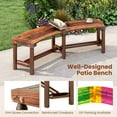 thumbnail image 4 of Gymax Patio Curved Bench for 2-3 People Outdoor Loveseat for Backyard Garden Brown, 4 of 7