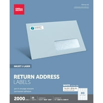 Office Depot White Inkjet/Laser Return Address Labels, 1/2in. x 1 3/4in., Pack Of 2,000, 505-O004-0001
