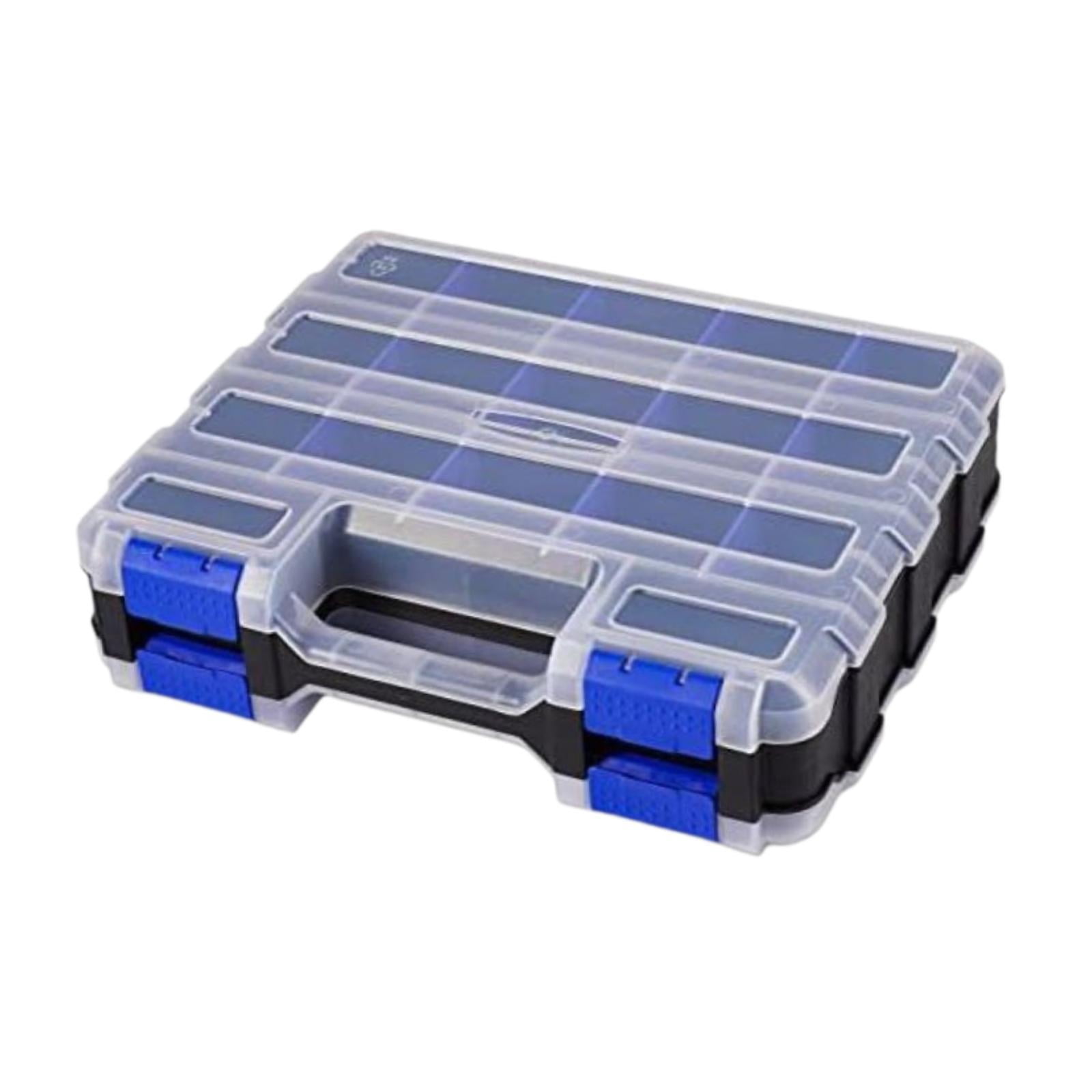 MAGIDEAL Double Side Tool Organizer Small Parts Case 32x26.9x7.8cm Accessory Transparent Blue