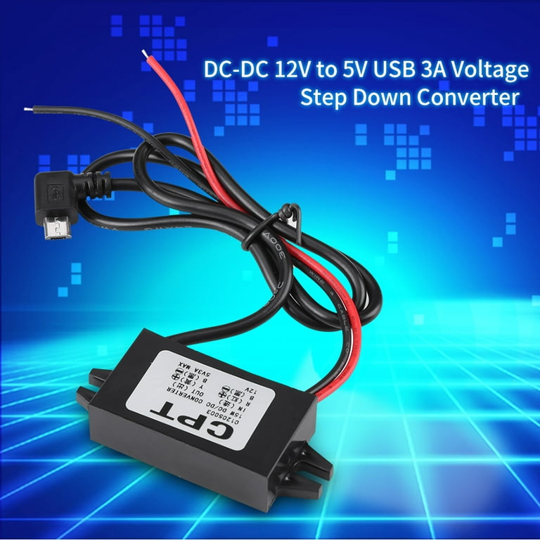 12V to 5V USB Power converter 12 Volt DC Voltage step down device