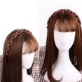 thumbnail image 4 of FELTECHELECTR piezas de aros para peluca, diadema de punto, banda para el cabello trenzada, adorable tocado para mujer, negro, marrón oscuro, 4 of 6