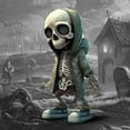 thumbnail image 4 of JASGARDE Cool Skeleton Figurines, Halloween Skeleton Doll, Mini Skeleton Resin Crafts Ornament Lifelike Skull Statue, Personality Unique Skull Resin Figurine for Home Office Desk Decorations, 4 of 6