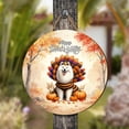 thumbnail image 4 of Happy Thanksgiving Samoyed Turkey Costume Pumpkins Autumn Leaves Round Wood Sign Siberian Sammy Dog Lover Hanging Wall Home Decor - 130144, 4 of 5