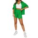 thumbnail image 1 of Sunloudy Conjunto de 2 piezas de verano a juego para mujer, camisa abotonada de media manga de color sólido + conjunto de pantalones cortos con cintura elástica para damas Sunloudy  S M L XL XXL, 1 of 7