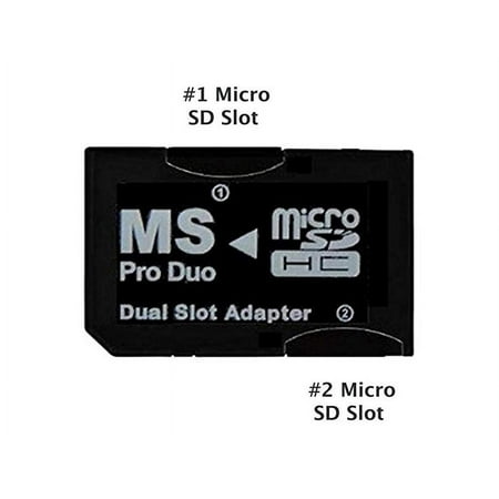 Image of SANOXY Dual Slot MicroSD to MS PRO DUO Adapter for Sony PSP Converts Two MicroSD or MicroSDHC Cards to one Memory Stick Pro Duo Card (Black)
