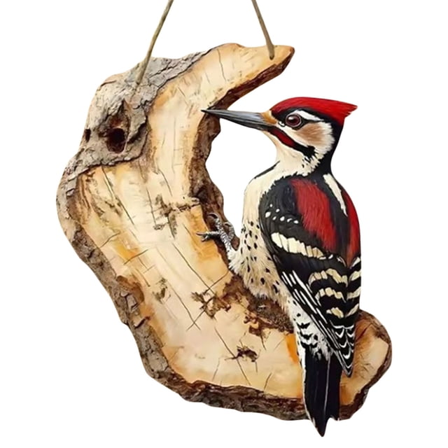 Adornos colgantes de pájaros de estilo rural, de madera 2D, para pared, como regalo para los amantes de las aves.
