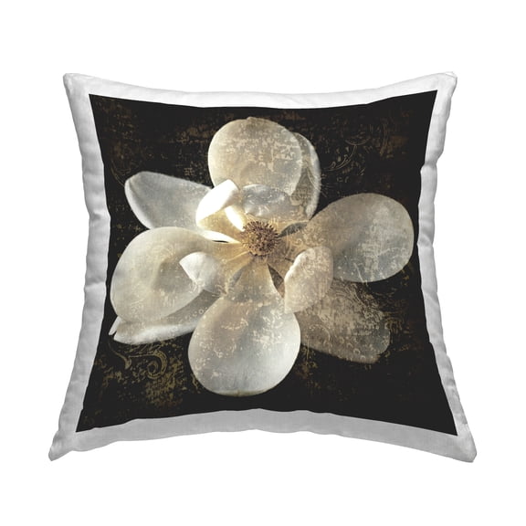 Stupell Industries Vintage White Blossom Decorative Printed Throw Pillow, 18 x 18