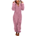 thumbnail image 1 of Combinaison à Capuche Manches Longues d'Hiver Confortable pour Femmes Pyjama Tenue de Détente Douce Fermeture Éclair devant, 1 of 8