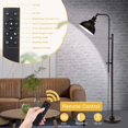 thumbnail image 3 of Industrial Floor Lamp Adjustable, Rustic Farmhouse Reading Lamp in Aged Black Finish, Modern Standing Lamp with Remote Control Metal Shade for Living Room Bedroom Study Room Office Hotel, 3 of 8