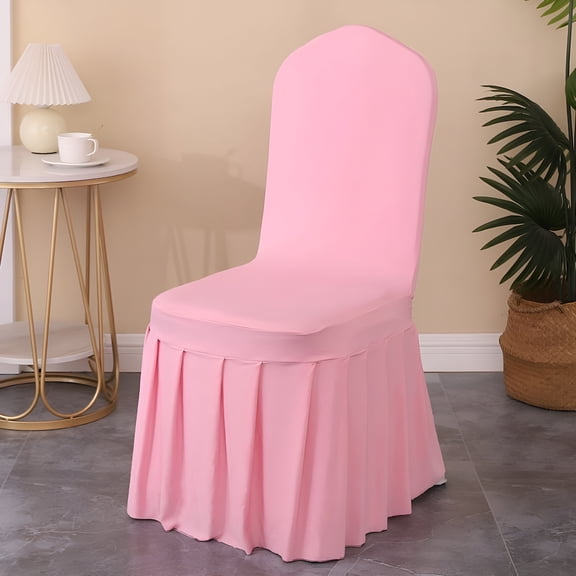 Arlajo Dining Room Chair Covers Set of 2,Stretch Slipcovers with Skirt Super Fit Spandex Chair Seat Protector Cover for Dining Room,Hotel,Ceremony (Pink)