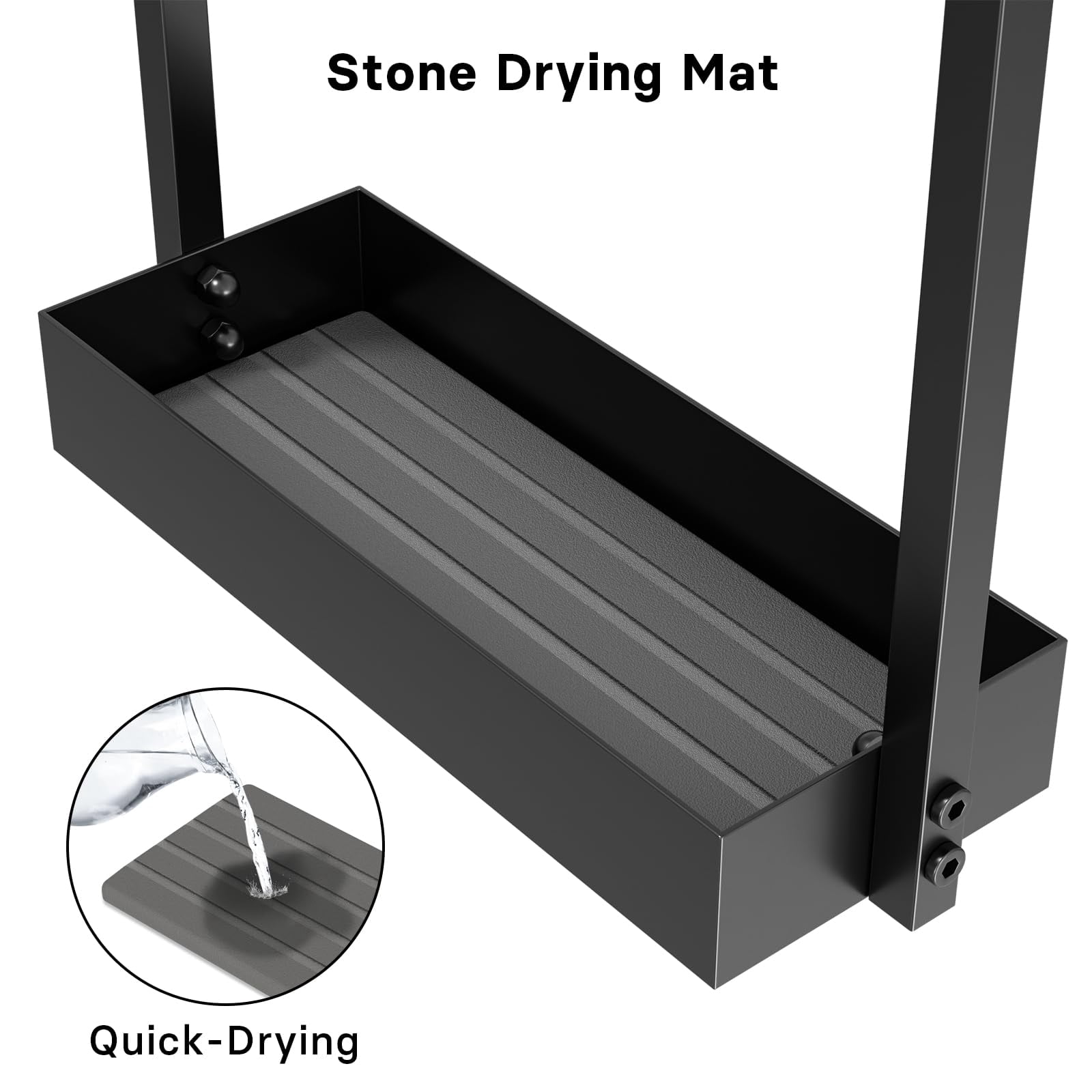 Umbrella Stand With Drying Stone  Steel Holder Rack Organizer For Entryway Mudrooms Office Black