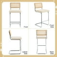 thumbnail image 6 of Zesthouse 25.6″ Rattan Bar Stools Set of 3, Linen Fabric Counter Height Chairs with Cane Back & Chrome Legs, Mid Century Cantilevered Design Barstools for Kitchen Island, Beige, 6 of 9